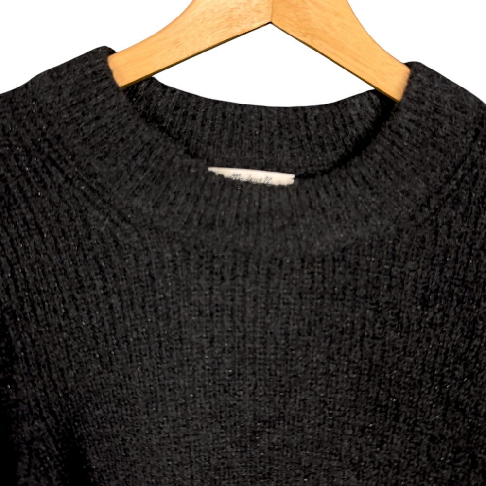 Madewell Women's Large Black Ribbed Funnel Neck Knit Stretch Casual Sweater - Picture 7 of 8